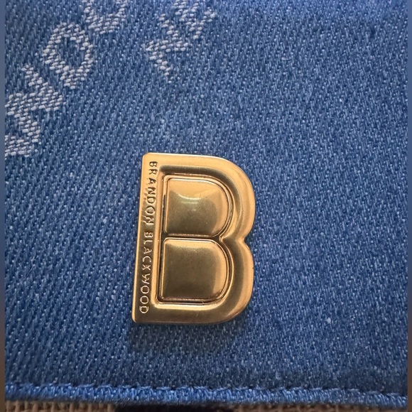 Like New Brandon Blackwood Denim Monogram Accordion Card Case - Picture 3 of 6